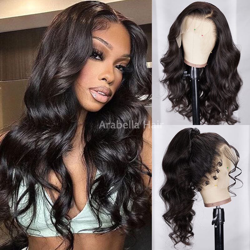 360 Full Lace Frontal Body Wave Wig - Free Part Human Hair Wig with Baby Hair Natural Black Wigs Arabella Hair 