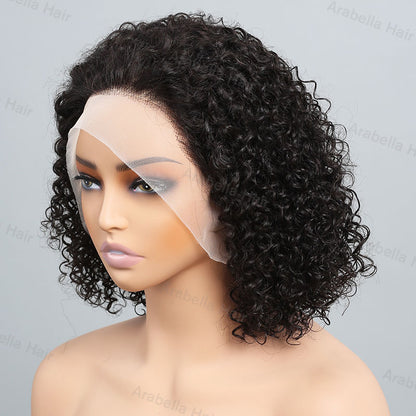 Minimalist Short Bob: Glueless Jerry Curly 13x4 Lace Front Natural Black Human Hair Wig