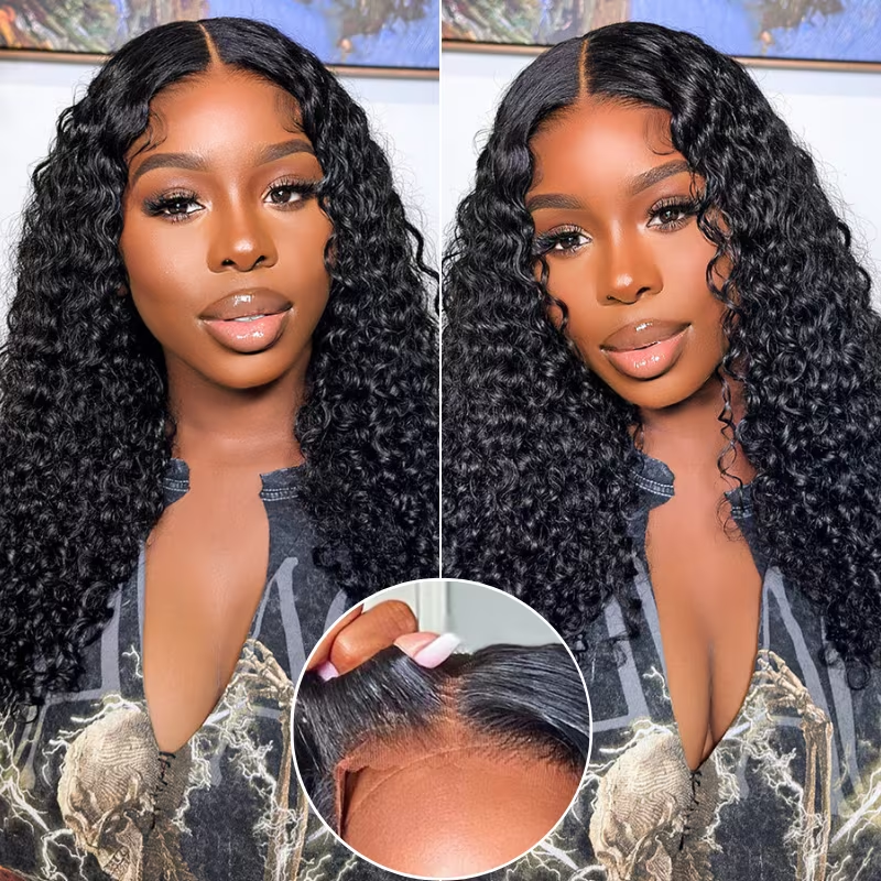 Flash Sale: Glueless Jerry Curly Wave 4x4 Lace Closure Natural Black Human Hair Wig