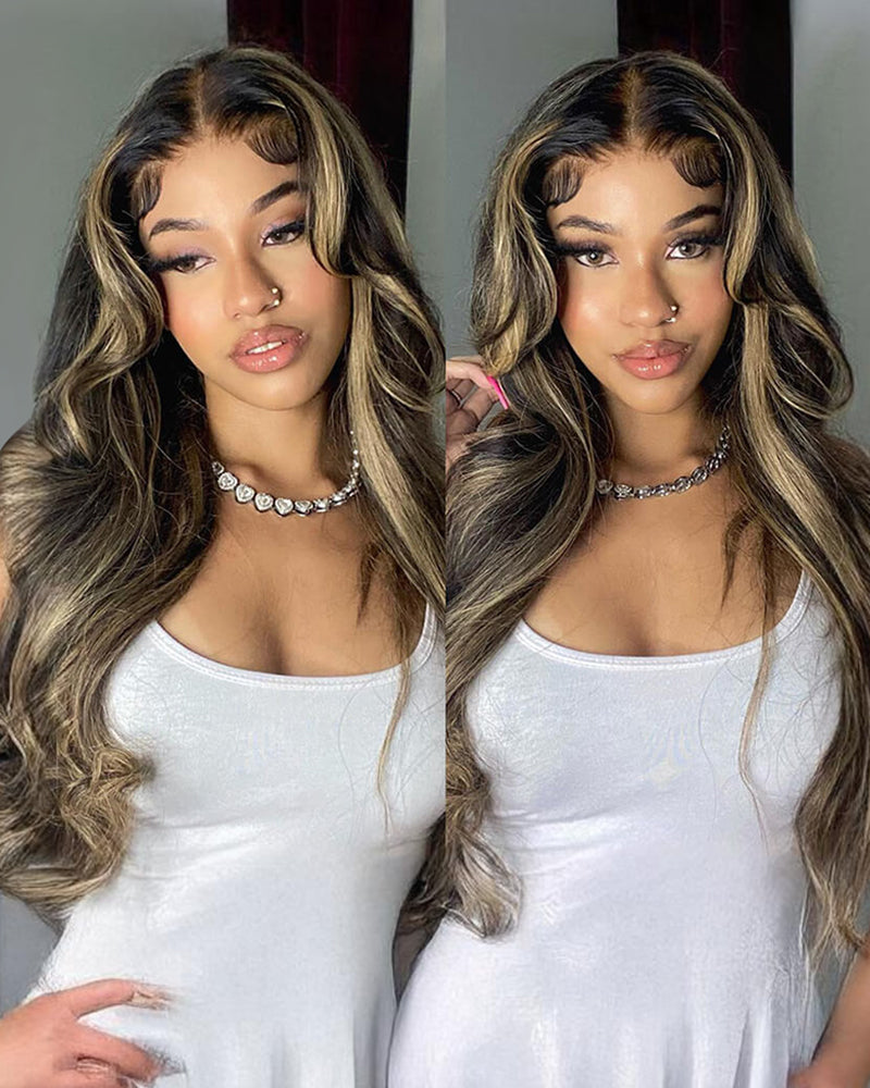 【Flash Sale】13x4 Lace Body Wave/Straight Balayage Highlight Colored Lace Front Wig Human Hair Wig