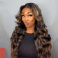 Balayage Highlight Body Wave Human Hair Wig - 6x5/13x4 Lace Front Pre-Plucked Hairline Free Part