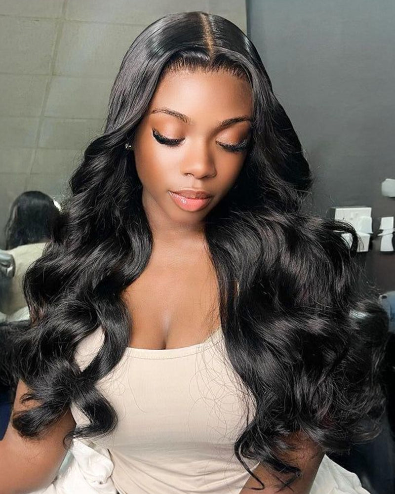 V Part 2.0 Body Wave No Glule Needed Natural Black Upgraded V Part Cap Human Hair Wigs