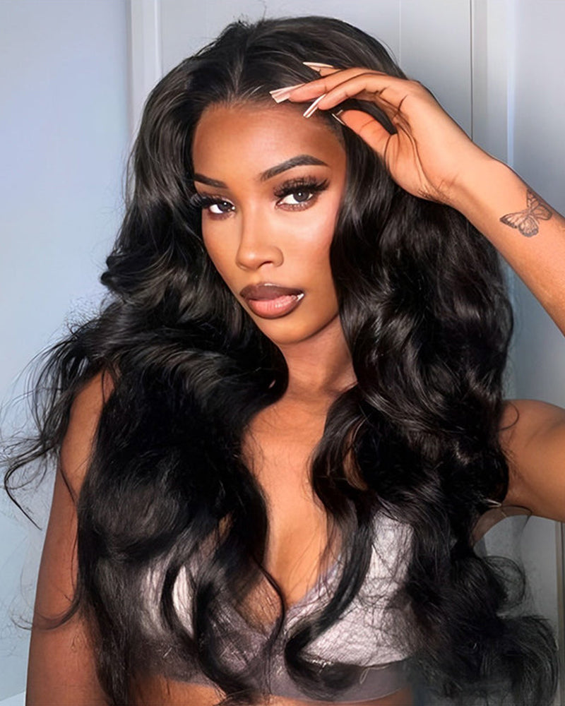 [Flash Sale] 13x4 Frontal Lace Closure Body Wave/ Deep Curly Wave Natural Black Human Hair Wig