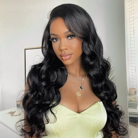 Arabella 6x5 Invisible Knots Glueless Body Wave Wig Pre-cut Lace Natural Black Beginner Friendly