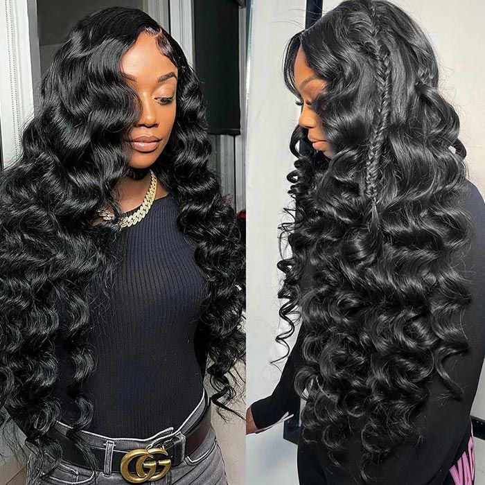 HD Lace Double Drawn Loose Wave Human Hair Wig 13x4 Lace Frontal Human Hair Wigs