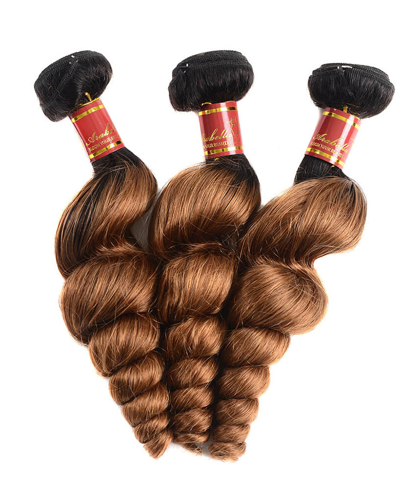 {12A 3Pcs} Ombre T1b/30 Loose Wave 3 Bundles/pack Unprocessed Virgin Hair Weave