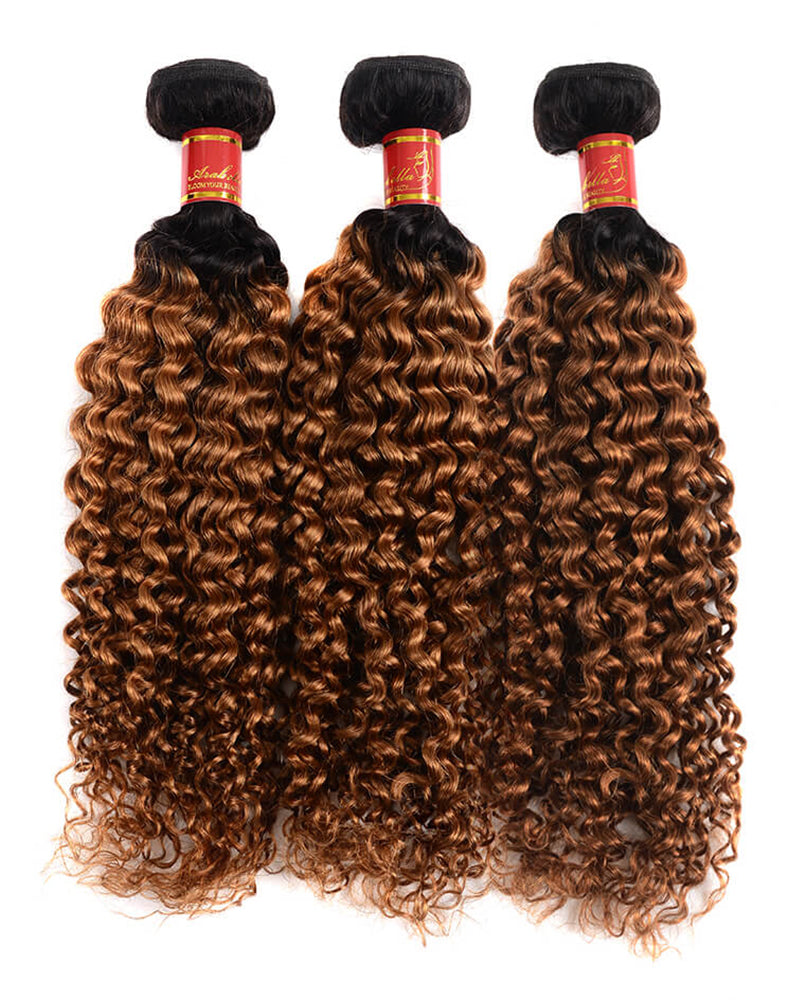 {12A 3Pcs} T1b/30 Ombre Colored Bundles Jerry Curly 3 Bundles Human Hair