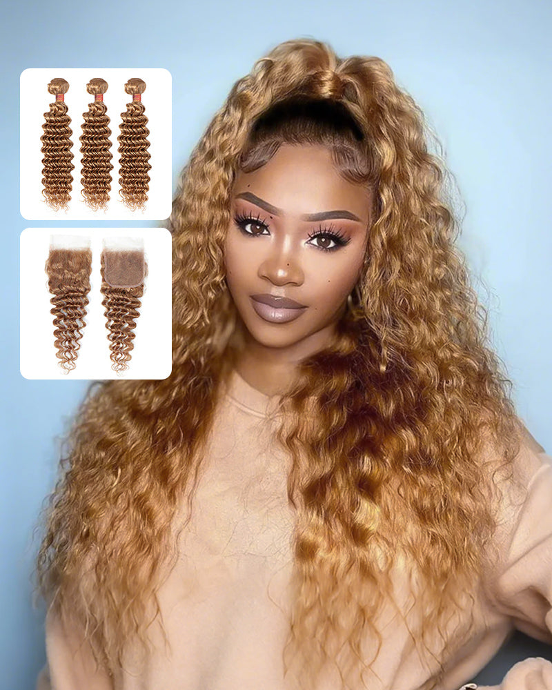 {12A 3Pcs+Closure} Light Brown 