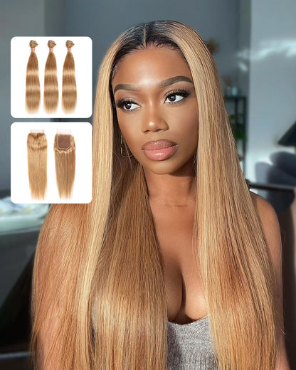 {12A 3Pcs+Closure} Light Brown 