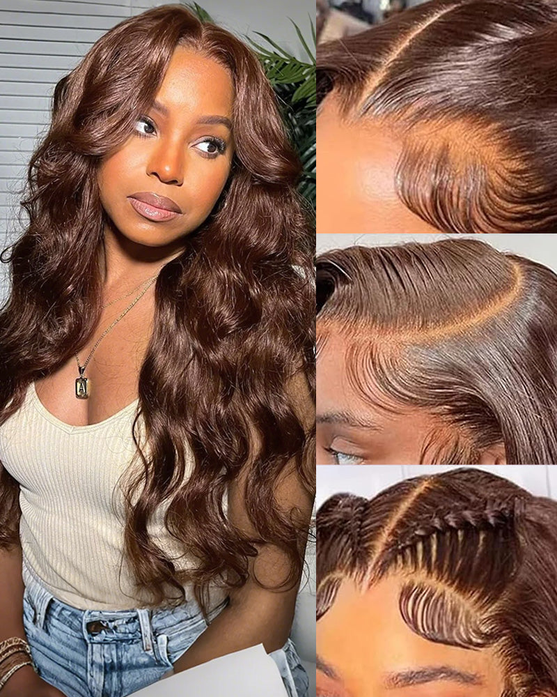 13x6 Lace Chestnut Dark Brown Color Wig Lace Front Wig Body Wave Human Hair