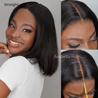 Minimalist Short Bob: Double Drawn Pre-Cut Glueless Lace Wig Straight 3D Cap Pre-Plucked Mini Knots