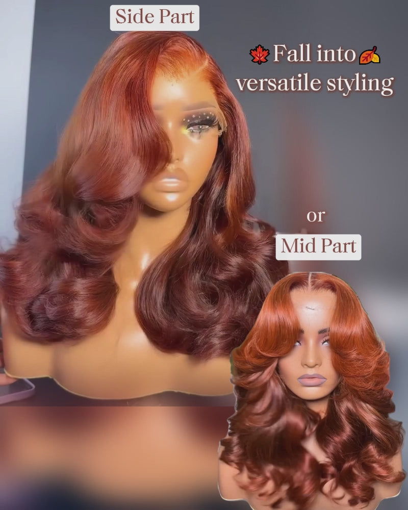 6x5 Lace Ombre Ginger Brown Colored Pre-Layered Loose Body Wave Pre-Cut Glueless Human Hair Wig