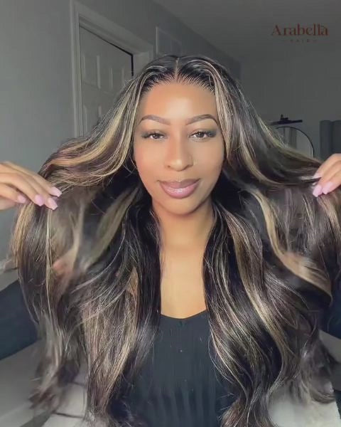 13x6 lace balayage highlight glueless wig body wave human hair wig
