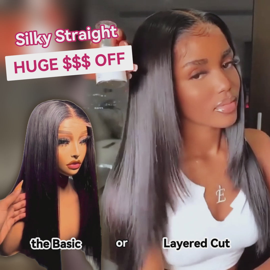 【Super Sale】Pre-Cut Glueless 6-inch Deep Lace Super Silky Straight/ Wavy/ Special Kinky Curl Wig Mini Knots Easy-Wear Natural Black Human Hair Wigs