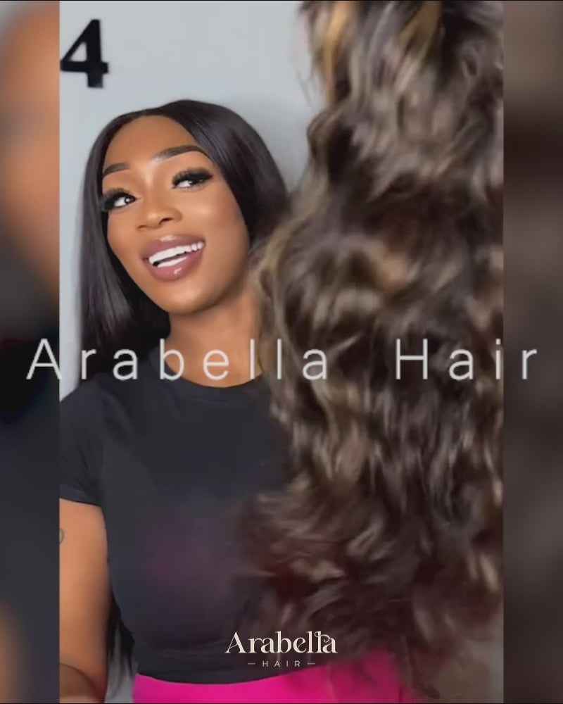 Arabella body wave balayage highlights human hair wig curling &amp; layered haircut tutorial 2026
