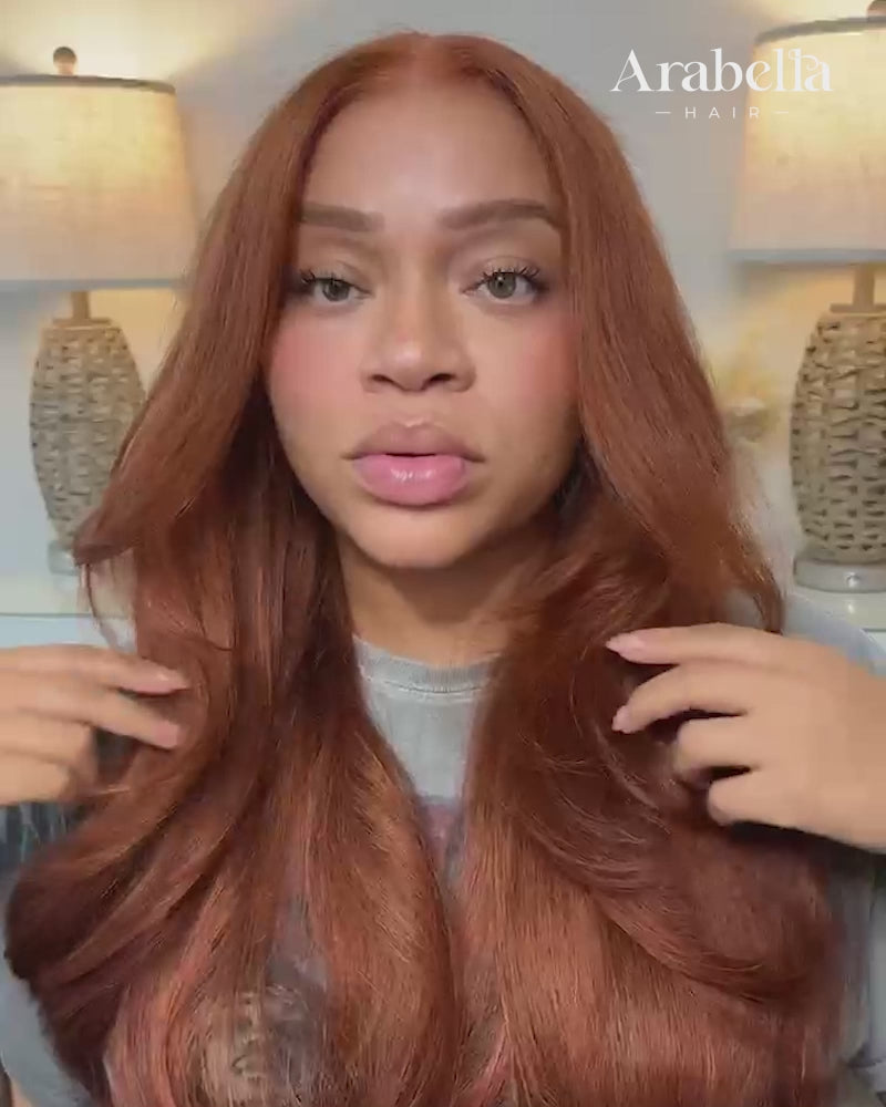 Value Set | Arabella 13x6 Three-Go™ Dark Copper Ginger Glueless Wig Loose Body Wave With Drawstring 100% Human Hair Wig