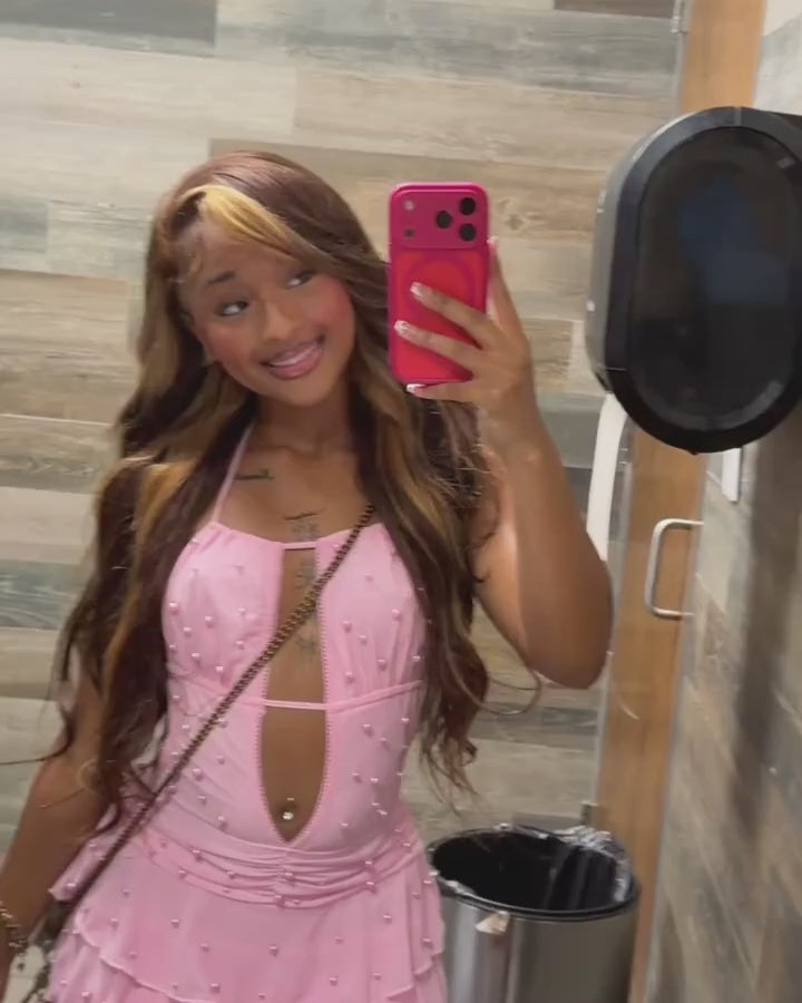 【$299 = 2 WIGS】Arabella 13x6 Three-Go™ Chocolate Brown Skunk Stripe Glueless Wig Body Wave With Drawstring 100% Human Hair Wig