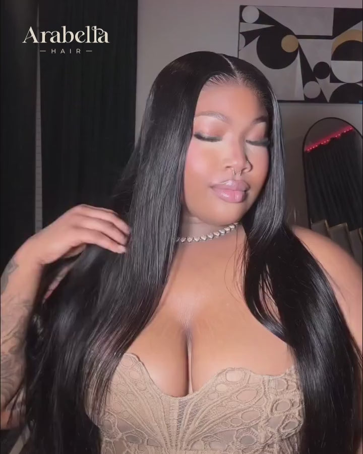 Arabella 13x6 Three-Go™ HD Lace Glueless Wig 250% High Density Full Ends Silky Straight With Drawstring Natural Black 100% Human Hair