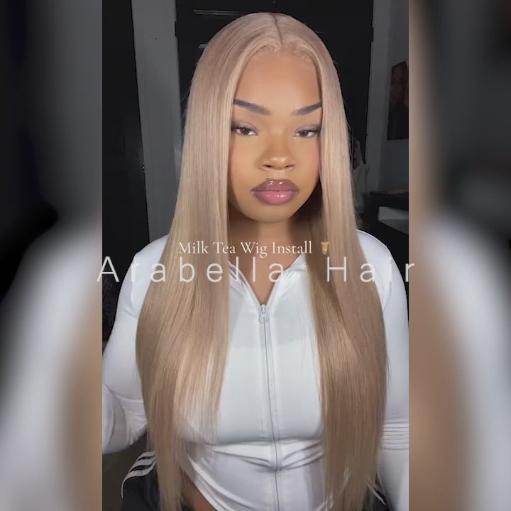 【30&quot; Super Sale】Ash Honey Blonde Color Minimalist Blonde Series Glueless 13x4 Lace Front  Wavy/Straight Human Hair Wig