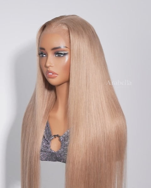 13x6 lace milk tea brown glueless qig silky straight human hair wig