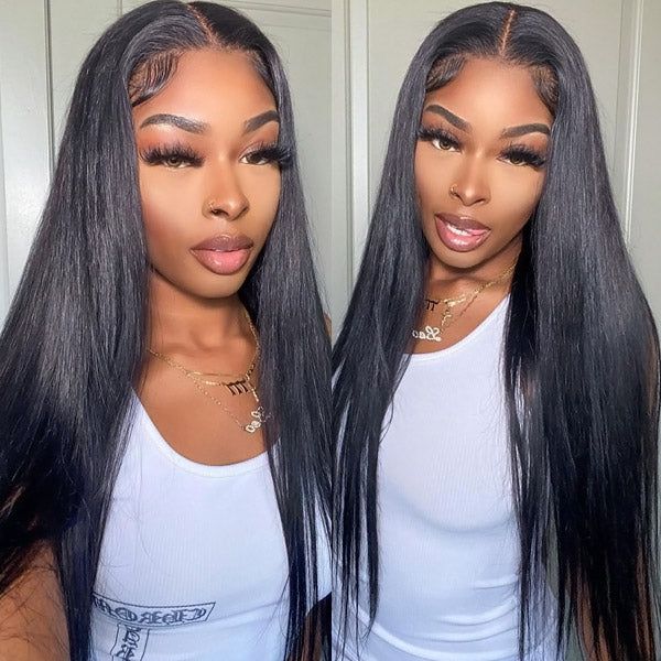 [Flash Sale] 4x4 Lace Closure Glueless Straight Wig Natural Black Human Hair Wigs