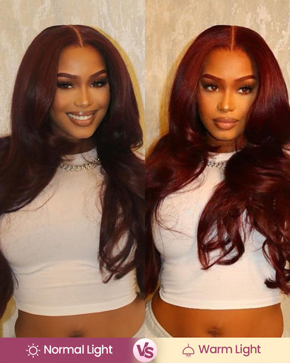 【Super Sale】Sugar Plum Color Straight/Body Wave Lace Frontal Pre-Plucked Glueless Human Hair Wigs