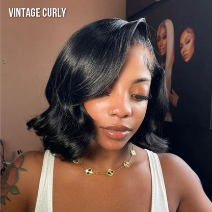 Layered Short Bob 6x5 Pre-Cut Lace Celebrity Style C Part Human Hair Wig