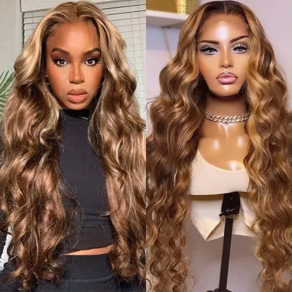 Honey Blonde Piano Highlights Body Wave Wig - 6X5/13x4 HD Lace Front Human Hair Wig