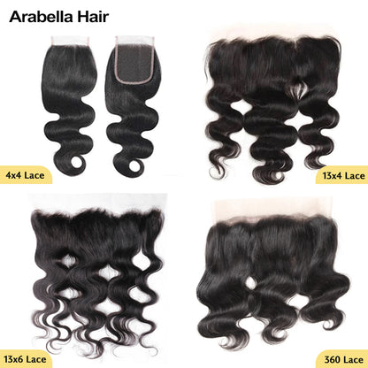 Human hair wig {12A 3Pcs+Frontal} Deep Wave 3 Bundles Hair Weft With Frontal Closure Human Virgin Hair Extensions - arabellahair.com