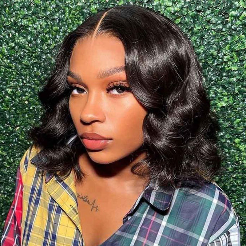 Bogo Sale | 6x5 Lace Highlight Color Body Wave 18inches+6-Inches Deep Lace Natural Color Loose Wave Bob 14inches