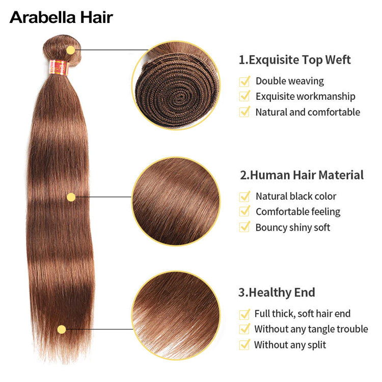 {12A 1Pc} Dark Brown Color Straight Unprocessed Virgin Brazilian 1 Piece 12A Grade Hair Bundle Human Hair Extensions