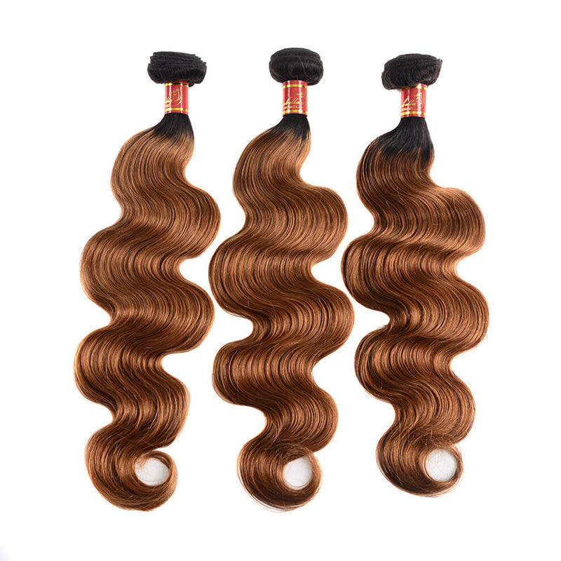 {12A 3Pcs} T1b/30 Body Wave 3 Bundles/pack Virgin Ombre Human Hair