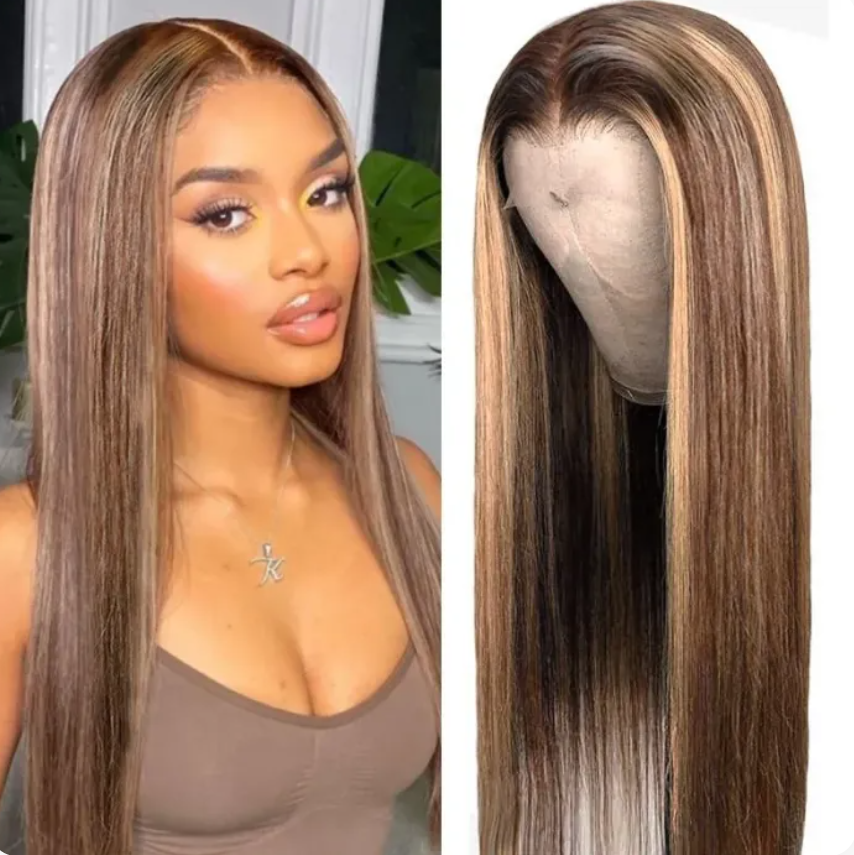 000 4x4 Lace Closure Straight Piano Highlight Colored Wig - Glueless Human Hair Wig
