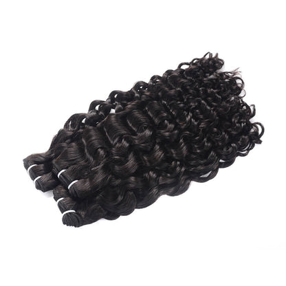 15A Grade Double Drawn Full End  Unprocessed Water Wave Hair Natural Black 3 bundles/pack - arabellahair.com