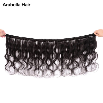 Human hair wig {12A 3Pcs+Frontal} Brazilian Body Wave 3 Bundles Hair Weft With Lace Frontal Closure Human Hair - arabellahair.com