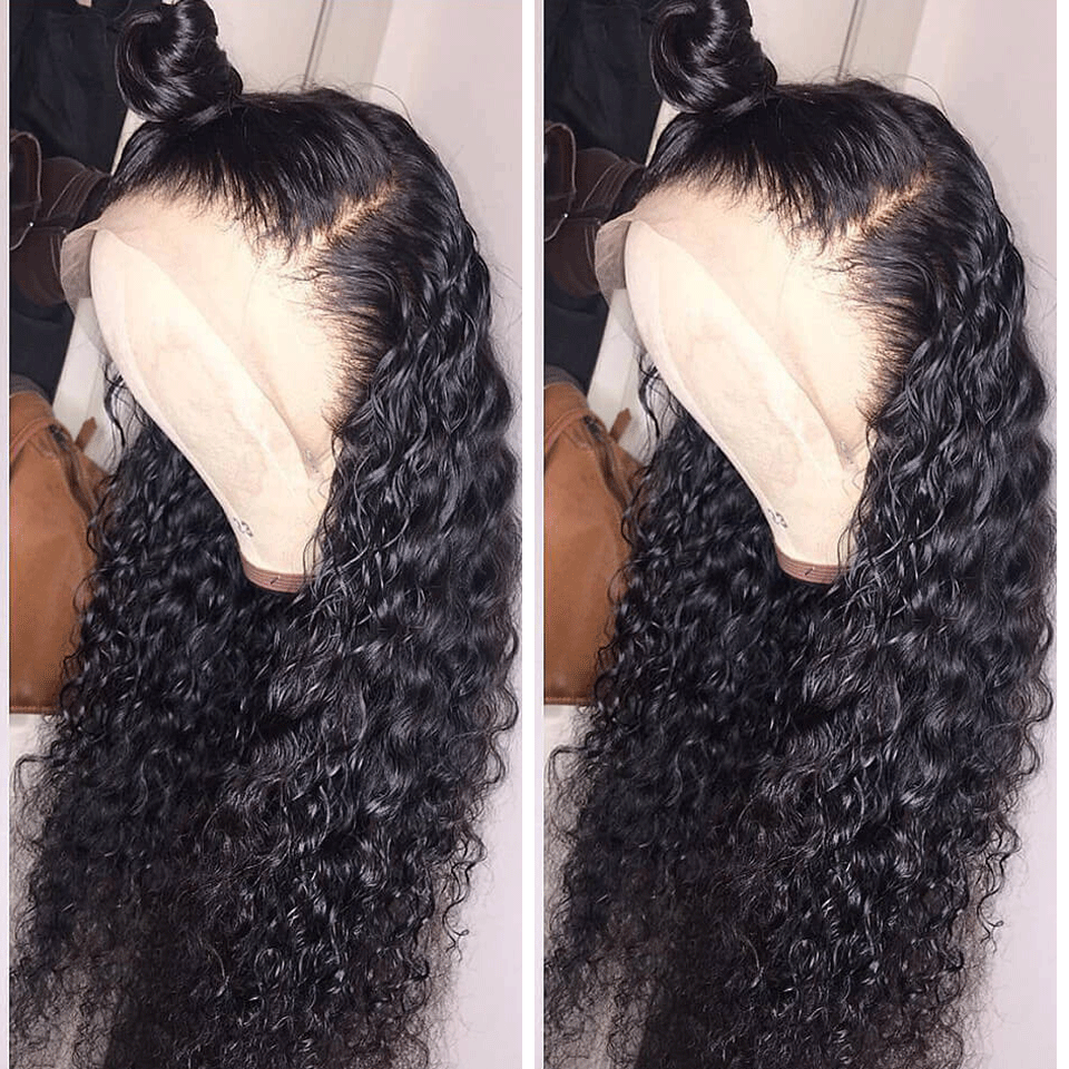 Deep Wave 13*6 Inch Lace Frontal Wig  Natural Black 210% Density Free Part Human Hair - arabellahair.com