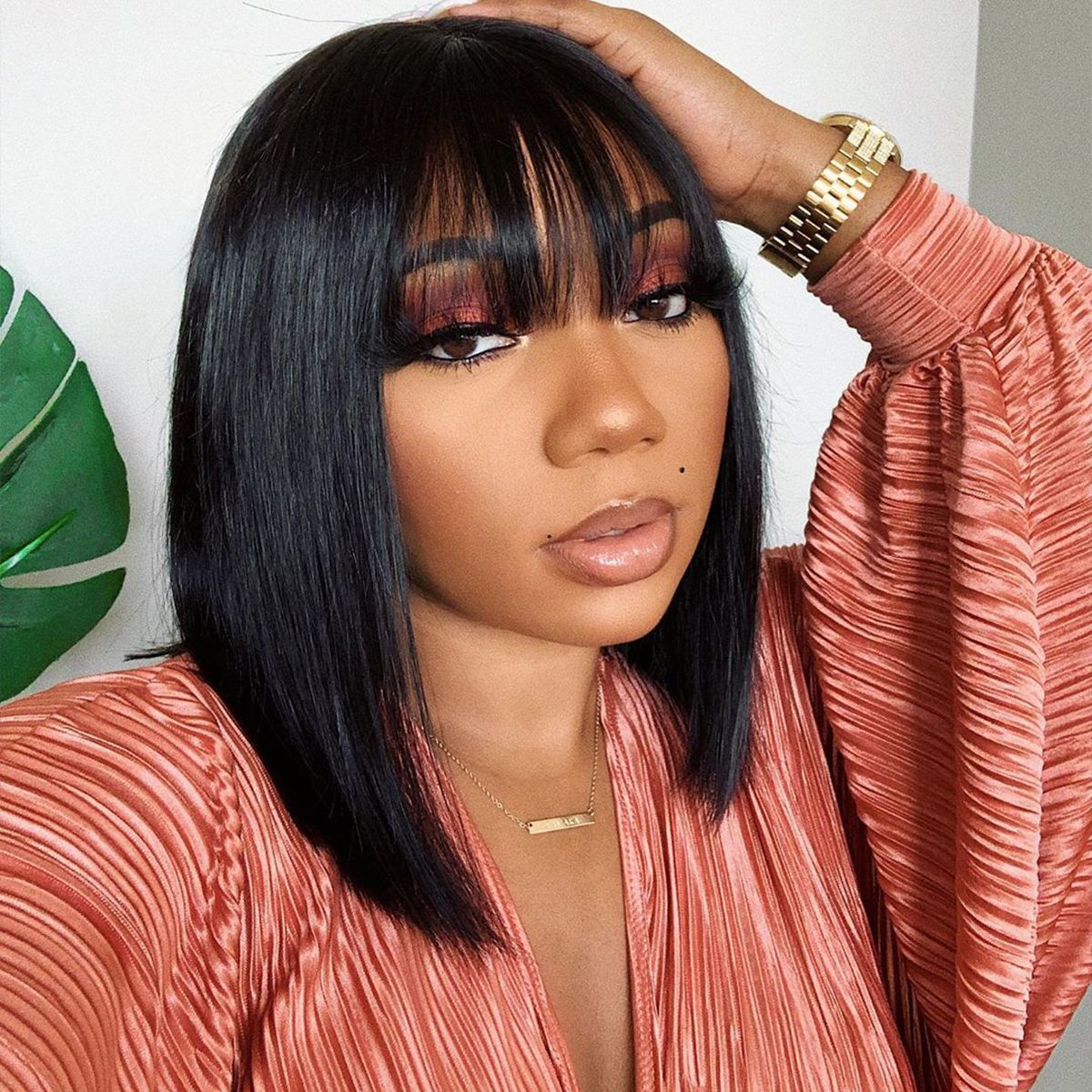 Straight Short Non-Lace Human Hair Bob Wigs with Bangs 180% Density Bob Wigs - arabellahair.com