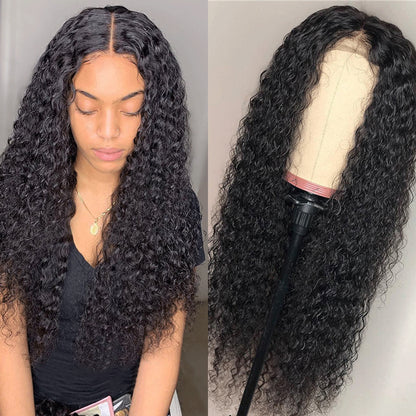 Jerry Curly Wave 4*4 lace Wig 180% Density Wavy Human Hair Wig - arabellahair.com