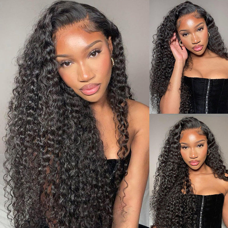 13x6 Lace Frontal Jerry Curly Natural Black Wig with Baby Hair Human Hair Wig - Arabella Hair