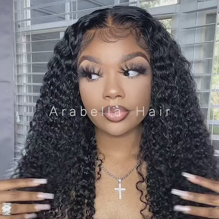 Jerry Curly Pre-Cut 5x5 Lace Closure Real Glueless Wig Pre-Plucked/Pre-Bleached Natural Black Human Hair Wigs