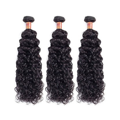 Human hair wig {12A 3Pcs+Closure} Brazilian Water Wave 3 Bundles Hair Weft With 4x4 Lace Closure - arabellahair.com