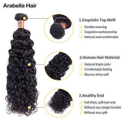 Human hair wig {12A 3Pcs} Water Wave Unprocessed Virgin Hair 3 Bundles Human Hair - arabellahair.com