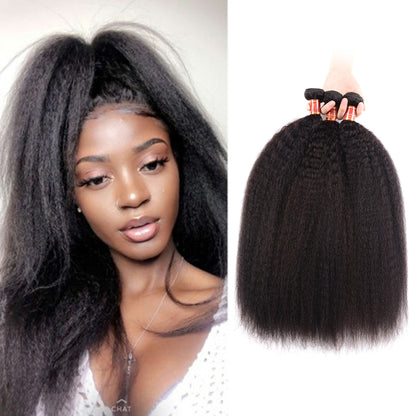 Brazilian Yaki Hair Weft 3 Bundles With 4*4 Lace Closure - arabellahair.com